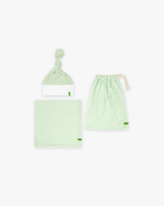Blanket and Beanie | Striped Lime